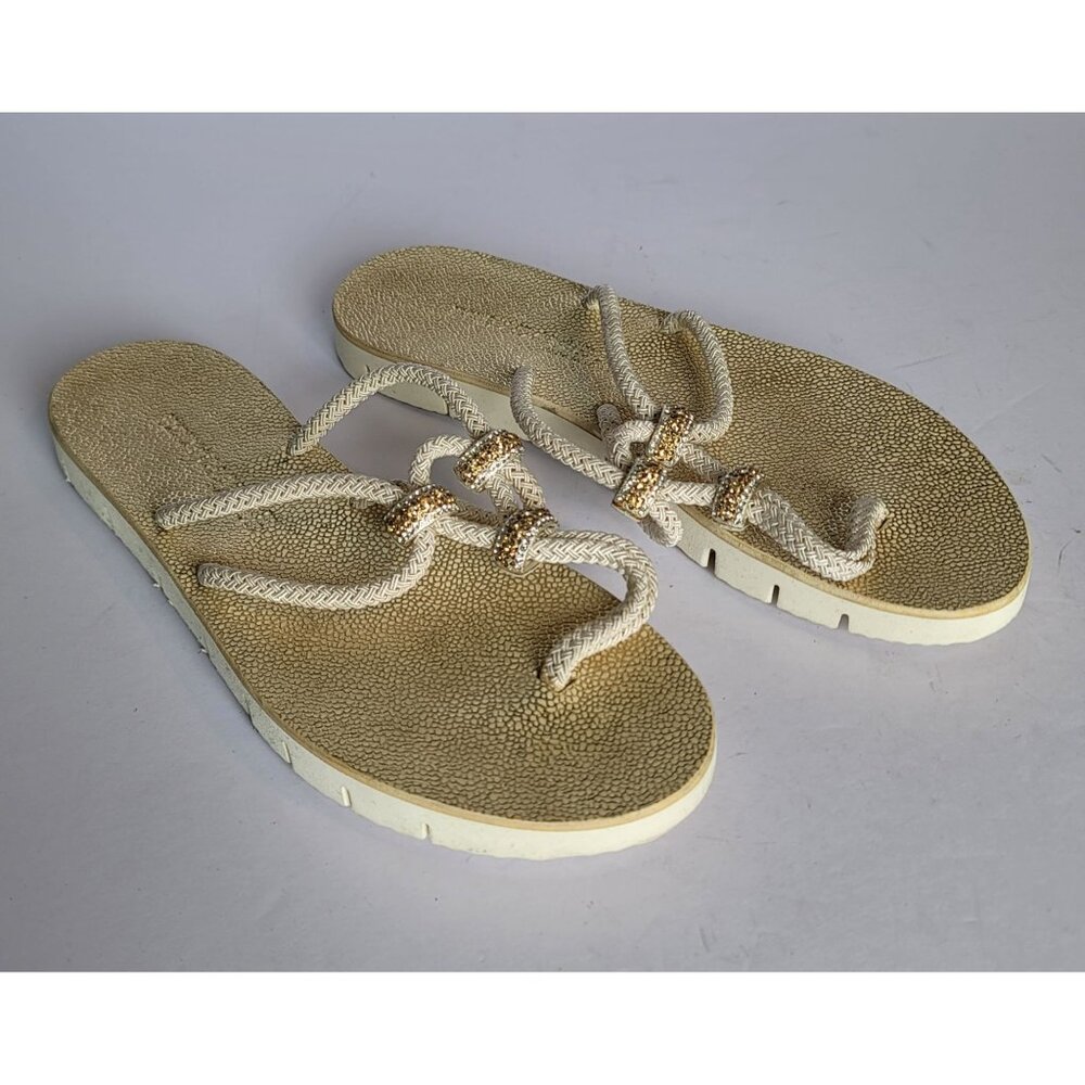 Eddy Danielle Flip-Flop Gold Tone With Rope Strap Design. Size 9